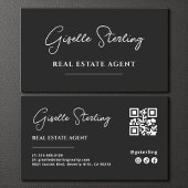 Black & White Minimalist Real Estate Agent QR Code Visitekaartje