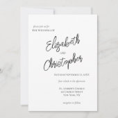 Black White Minimalist Script Calligraphy Wedding Kaart (Voorkant)