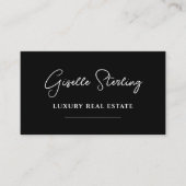 Black White Minimalist Script QR Code Visitekaartje (Voorkant)