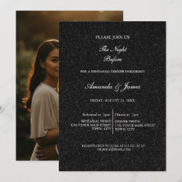 Black White Minimalist Script Rehearsal Dinner  Kaart
