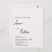 Black White Minimalist Script Wedding Invitation Briefkaart (Voorkant / Achterkant)
