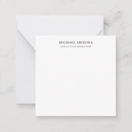 Black & White Minimalist Simple Chic Modern Plain Notitiekaartje (Voorkant)