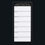 Black White Minimalist Simple Family-planning Magnetisch Notitieblok<br><div class="desc">Schrijf uw diners op dit magnetisch notitieblok voor een gemakkelijke manier om de maaltijden van de week te plannen en het op uw koelkast, paniekdeur of commandocentrum te plakken. De eenvoudige, moderne lay-out in grafisch zwart-wit met sans serif doopvonten zal aan elke visueel georganiseerde maaltijdplanner aantrekkelijk zijn. Pas de naamtekst...</div>