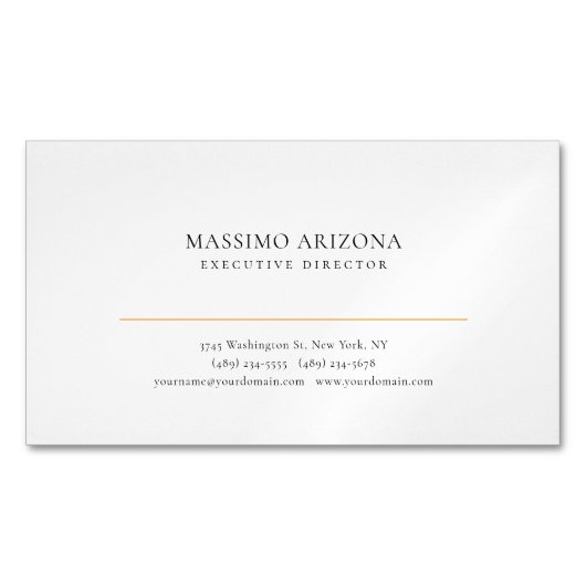 Black White Minimalist Simple Plain Modern Magnetisch Visitekaartje (Voorkant)