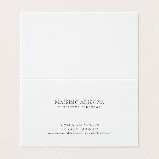 Black White Minimalist Simple Plain Premium Linen Visitekaartje (Buitenkant ongevouwen)