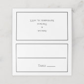Black White Minimalist Simple WeduwPlace Card Plaatskaartje (Buitenkant ongevouwen)