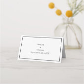 Black White Minimalist Simple WeduwPlace Card Plaatskaartje (Achterkant)