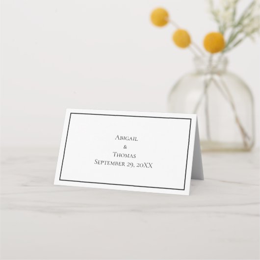 Black White Minimalist Simple WeduwPlace Card Plaatskaartje (Achterkant)