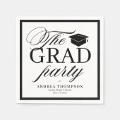 Black White Minimalist The Grad Party Servet (Voorkant)