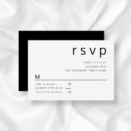 Black White Minimalist Typography Wedding RSVP Kaartje