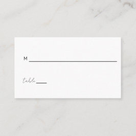 Black White Minimalist Weduwscript Place Card Plaatskaartje