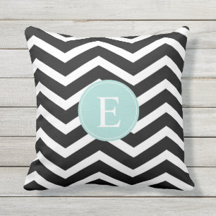 Black White Mint Turquoise Chevron Custom Buitenkussen