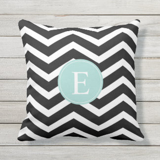 Black White Mint Turquoise Chevron Custom Buitenkussen