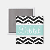 Black White Mint Turquoise Chevron Custom Magneet (Voorkant / Achterkant)