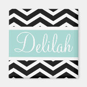 Black White Mint Turquoise Chevron Custom Magneet (Voorkant)