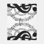 Black & White Mirror Afbeelding Music 2 Fleece Deken (Voorkant)