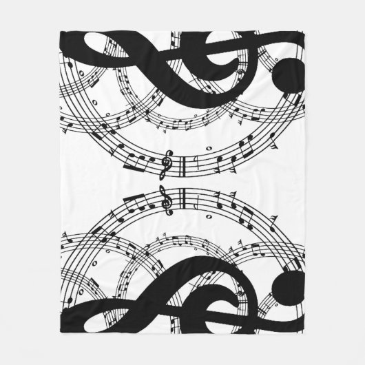 Black & White Mirror Afbeelding Music 2 Fleece Deken (Voorkant)