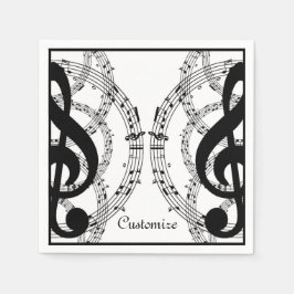 Black & White Mirror Afbeelding Music 2 Napkins Servet