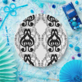 Black & White Mirror Afbeelding Music 2 Papieren Bordje (Feest)