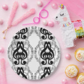 Black & White Mirror Afbeelding Music 2 Papieren Bordje (Feest)