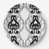 Black & White Mirror Afbeelding Music 2 Papieren Bordje (Voorkant)