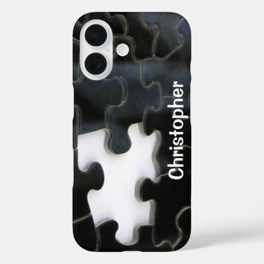 Black White Missing Puzzle Piece Sjabloon Case-Mate iPhone Case (Achterkant)