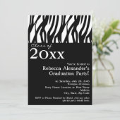 Black+White Mod Zebra Graduparty Kaart (Staand voorkant)
