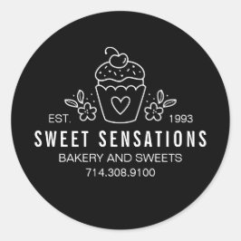 Black White Modern Bakery Cupcake Sticker