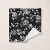 Black White Modern  Botanical Floral Toile Bad Handdoek (Wasdoekje)