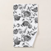 Black White Modern  Botanical Floral Toile Bad Handdoek (Handdoek)