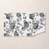 Black White Modern  Botanical Floral Toile Bad Handdoek (Handdoek)