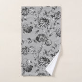 Black White Modern  Botanical Floral Toile Bad Handdoek (Handdoek)