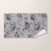 Black White Modern  Botanical Floral Toile Bad Handdoek (Handdoek)