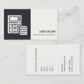 BLACK WHITE MODERN CALCULATOR COIN ACCOUNTING ICON VISITEKAARTJE (Voorkant / Achterkant)