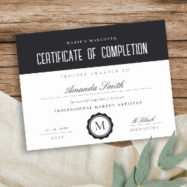 Black White Modern Certificate of Completion Award