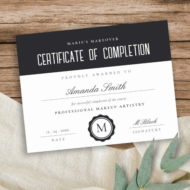 Black White Modern Certificate of Completion Award (Creator heeft geüpload)