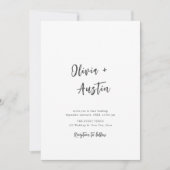 Black White Modern Chic Script Minimalist Weddensc Kaart (Voorkant)