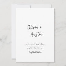 Black White Modern Chic Script Minimalist Weddensc