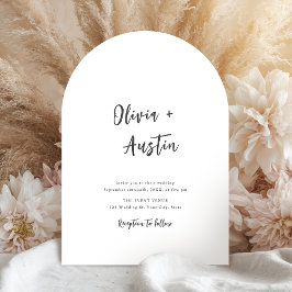 Black White Modern Chic Script Minimalist Weddensc Kaart