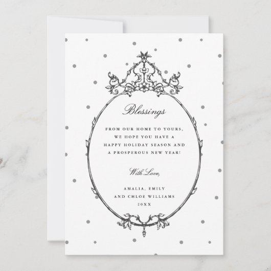 Black & White Modern Classic Frame Photo Feestdagenkaart (Voorkant)