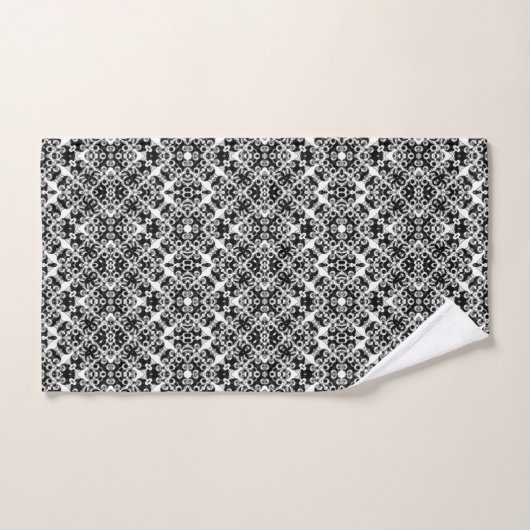 Black White Modern Damask Pattern Bad Handdoek (Handdoek)