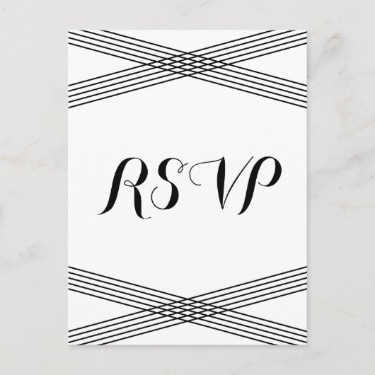 Black White Modern Deco Response Briefkaart (Voorkant)