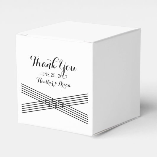 Black White Modern Deco Wedding Favor Boxes Bedankdoosjes (Voorkant Zijde)