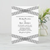 Black White Modern Deco Wedding Invite Kaart (Staand voorkant)