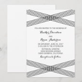 Black White Modern Deco Wedding Invite Kaart (Voorkant / Achterkant)