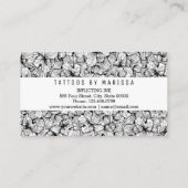 Black White Modern Drawn Flowers Tattoo Artist Visitekaartje (Achterkant)