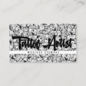 Black White Modern Drawn Flowers Tattoo Artist Visitekaartje (Voorkant)