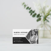 Black & White Modern Elegant Photo Logo Sjabloon Visitekaartje (Staand voorkant)