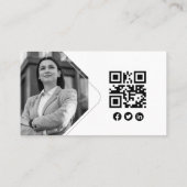 Black & White Modern Elegant Photo Logo Sjabloon Visitekaartje (Achterkant)