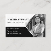 Black & White Modern Elegant Photo Logo Sjabloon Visitekaartje (Voorkant)